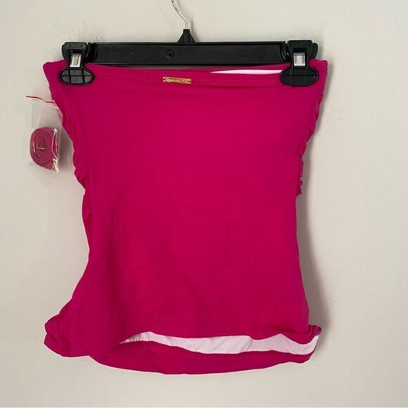 Michael Kors Women's Underwire Hardware Bandini Swim Top Tankini XS Pink - Picture 2 of 3
